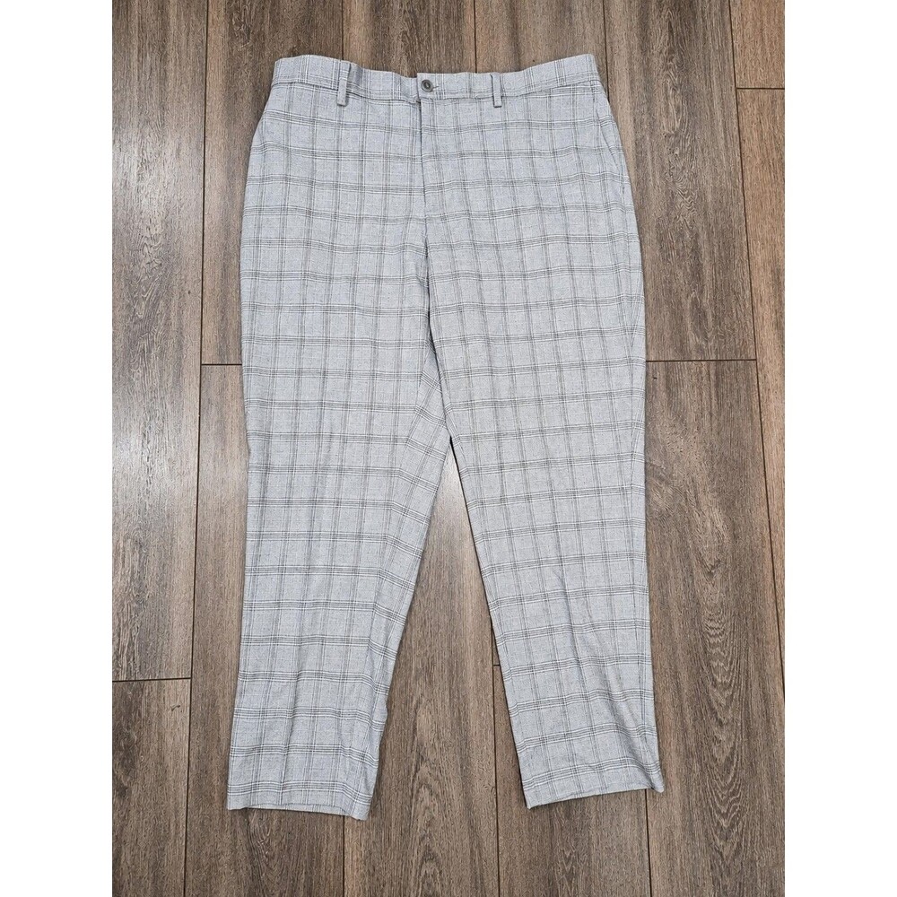 Open Edit Women's XL Gray Plaid Ankle Dress Pants Career Office Trousers 28 Insm